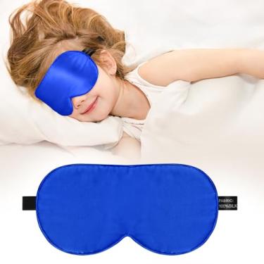 Imagem de Máscara de dormir infantil, máscara de olho 100% de seda pura natural real com alça ajustável, máscara de olhos para crianças vendadas para dormir, sombra para meninos, meninas e adultos, conforto sem