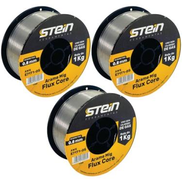 Imagem de Arame Solda Mig 0,8mm Com 1Kg Sem Gás E71T0-GS 03 Rolos Stein