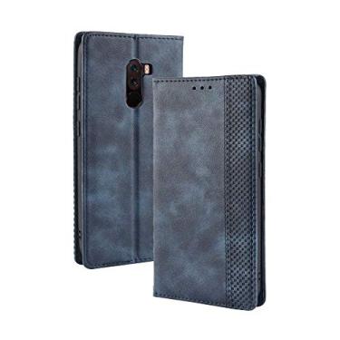 Imagem de Capa para XIAOMI Mi Pocophone F1, capa flip carteira de couro para XIAOMI Mi Pocophone F1, capa magnética retrô para celular, capa carteira de telefone com compartimentos para cartão
