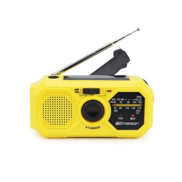 Imagem de Emerson Rádio AM/FM de emergência ER-7050 com faixa meteorológica NOAA, carregador portátil, manivela, carregamento solar, lanterna de LED e alarme SOS – Equipamento de sobrevivência essencial para