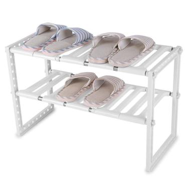 Imagem de Organizador Pia Sapatos Panela Louça Armario Cozinha Casa 2 Andares Ajustavel Multiuso Objetos Livros Decoraçao