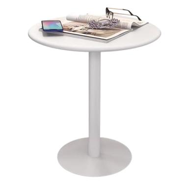 Imagem de Mesa de bar de metal, mesa redonda de café da manhã, mesa alta para bar de coquetel, pub, café, chá, jantar, bistrô, mesa ao ar livre, branca, à prova d'água