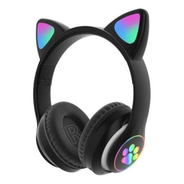 Imagem de Fone De Ouvido Led Gatinho Sem Fio Bluetooth Wireless Preto - Phone X