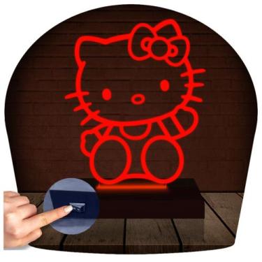 Imagem de Luminária Led 3d  Hello Kitty  Abajur - 3D Fantasy, Vermelho, Bivolt