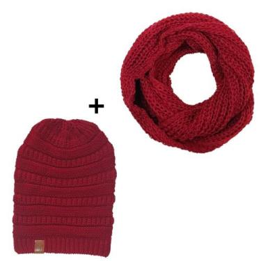 Imagem de Conjunto Touca Caída Gorro Beanie Masculino E Feminino Com Cachecol Go
