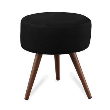 Imagem de Puff Cama Inbox Hilda Redondo com Pés em Madeira Maciça Tecido Suede P