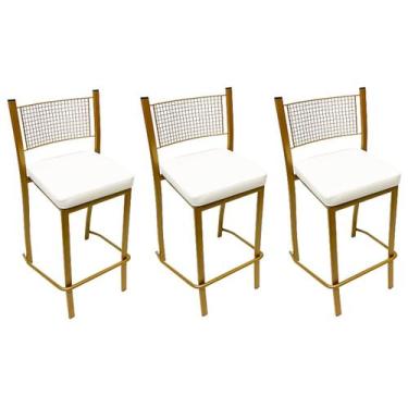 Imagem de Kit 3 Peças Banqueta Média para Bancada Empilhável cor Dourado Fosco a