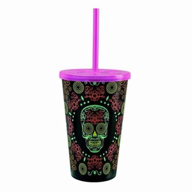 Imagem de Copo Decorado Com Tampa Diversas Estampas 550ml - Usual - Usual Utilid