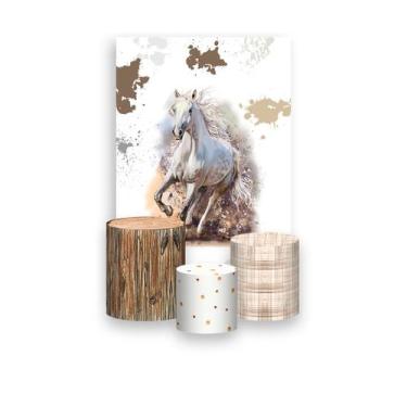 Imagem de Painel De Festa Vertical 1,50 x 2,20 + Trio De Capas Cilindro - Cavalo