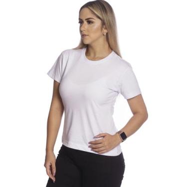 Imagem de Camiseta Feminina Básica Baby Look Lisa Gola V Barato - Techmalhas, Br