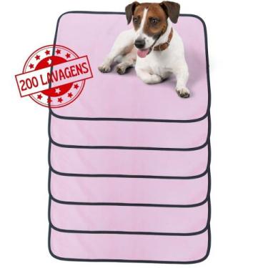 Imagem de Kit com 6 Fraldas de Câes p/Chão 70x50 Rosa 200 Lavagens - Alta Absorç