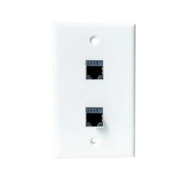Imagem de BOPLAT Placa de parede Ethernet CAT7 de 2 portas fêmea para fêmea - Rede blindada dupla CAT 7 RJ45 tomada tomada tomada para cabos CAT8/CAT7/CAT6 - Branco