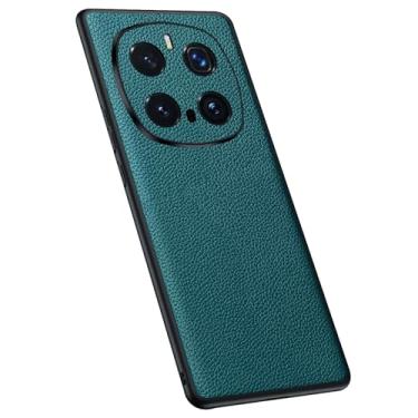 Imagem de POYUFRG Capa ultrafina para Honor Magic 7 Pro/7, couro genuíno feito à mão, luxuosa, com tudo incluído, proteção de lente, cobertura de textura de lichia, verde, 15