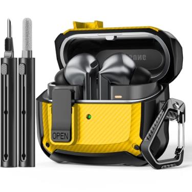 Imagem de Polislime Compatível com Samsung Galaxy Buds 3 e capa para Galaxy Buds 3 Pro, design de proteção rígida à prova de choque, com clipe de bloqueio seguro e kit de limpeza