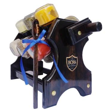 Imagem de Porta temperos / Condimentos Giratório com Manivela e 12 Potes  - Boss