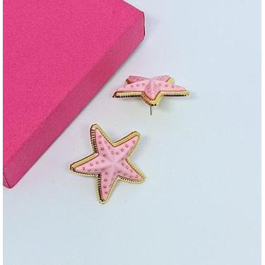 Imagem de Brinco Feminino Estrela do Mar resina colorido Par de Brincos antialér
