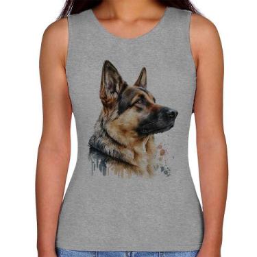 Imagem de Regata Feminina Cachorro Pastor Alemão - Foca na Moda, Cinza, GG
