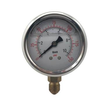 Imagem de Manômetro Vertical de Pressão Glicerina Inox 10 Bar 63mm - LAB