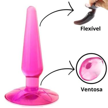 Imagem de Plug Anal Para Iniciantes Em Silicone Flexivel Rosa Com Base - Adtoys