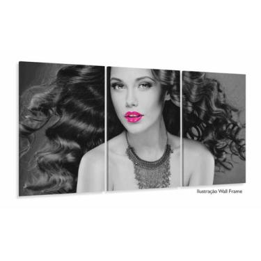Imagem de Quadro Decorativo Mulher Beleza Batom Pink Mosaico - Wall Frame