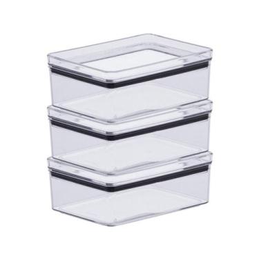 Imagem de Kit 3 Potes Acrílicos Herméticos De 700ml Empilháveis - Paramount Plás