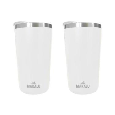 Imagem de Kit 2 Copos Térmicos Aço Inox 420ML Branco p/ Água Cerveja Café - Quen