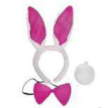 Imagem de Tiara de Coelhinho com Gravata e Rabinho Pink - 3 Peças - CM Presentes
