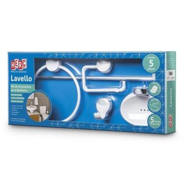Imagem de Kit De Acessórios Para Banheiro  05 Peças Herc, branco com cromado