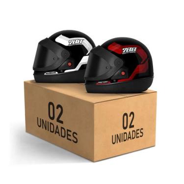 Imagem de Kit 2 Capacetes Sport Moto 788 Viseira Fumê Fechados Pro Tork Masculin