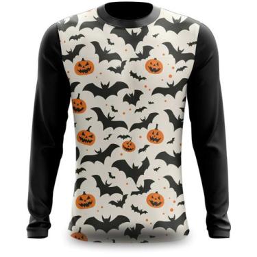 Imagem de Camiseta Manga Longa Morcegos e Abóboras Halloween - FABRIQUETA, P