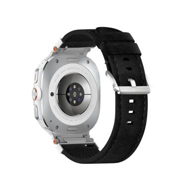 Imagem de Pulseira de couro compatível com Samsung Galaxy Watch 7/6/5/4/FE/Active 2 de 40 mm e 44 mm/Watch 6 Classic de 43 mm e 47 mm/Watch 5 Pro de 45 mm, pulseira de couro com fivela de metal em forma de C