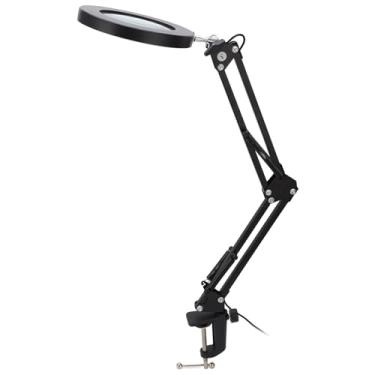 Imagem de Lupa Com Luz e Suporte, Lupa LED Com Braço Flexível Lupa de Joias 5X 10 Níveis de Brilho e 3 Modos de Cor Luz de Bancada Com Clipe para