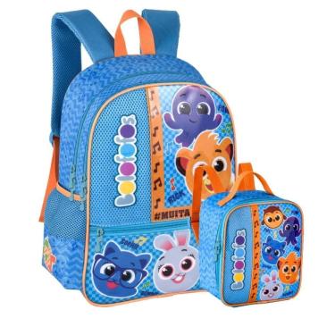 Imagem de Mochila Costas Bolofofos Infantil Lancheira Creche - Azul