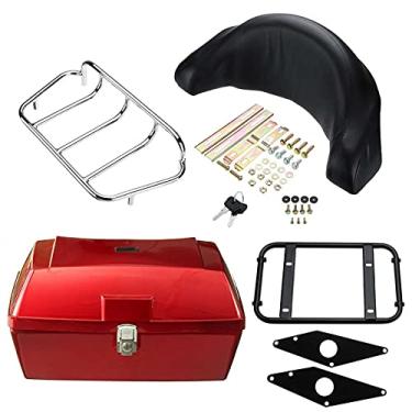 Imagem de Mala de viagem para motocicleta, 48L, universal, caixa de armazenamento traseiro para motocicleta, caixa de ferramentas, scooter, motocicleta, capa superior (vermelha)