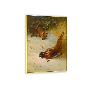 Imagem de JZSDGB Impressão em tela Reproduções de pinturas famosas The poacher por Archibald Thorburn Giclee impressões em tela - arte de parede em tela de pássaro imagem animal para decoração de quarto 40 x 55