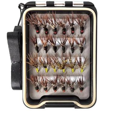 Imagem de Wifreo Tenkara Flies, pacote com 24 em caixa de moscas à prova d'água tamanho 12 gancho de farol Tenkara Fishing Fly