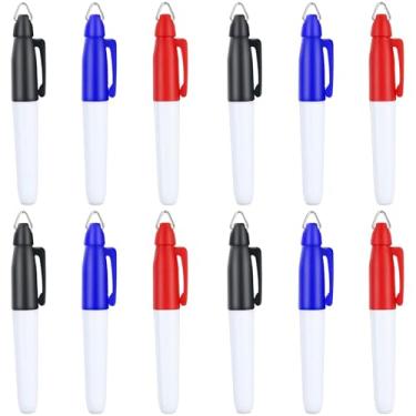Imagem de JKJF 12 peças de mini marcadores permanentes com clipes de tampa, caneta marcador de bola de golfe, marcador de crachá de enfermeiras médicas para escola, escritório, artigos de papelaria, atividades