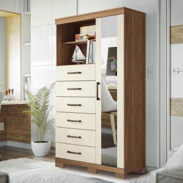 Imagem de Multi  Comoda Maraba Santos Andira 1.6 Jatoba/Areia com Pés e espelho 