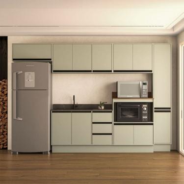 Imagem de Cozinha Completa Koya 12 Portas 3 Gavetas Branco/Verde Oliva - Politorno