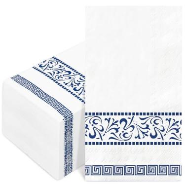 Imagem de FYSUIMU Guardanapos florais brancos azuis para convidados chinoiserie guardanapo de papel descartável primavera flor jantar toalha de mão guardanapo para casa cozinha banheiro artigos de festa