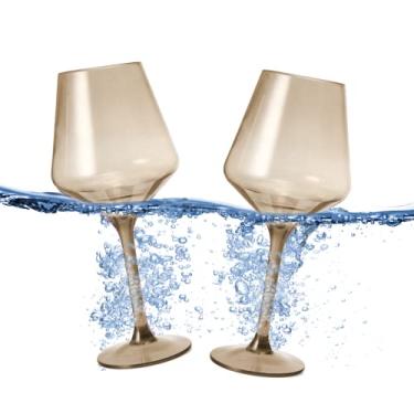 Imagem de Taças de vinho flutuantes para piscina (510 g | Conjunto de 2) - Conjunto de taça de vinho que flutua | Vinho à beira da piscina inquebrável | Taça de praia | Vidro de plástico Tritan ao ar livre com