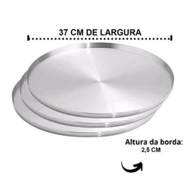 Imagem de Kit 3 Formas de Pizza Grande Profissional com Bordas 37cm Aluminío - L