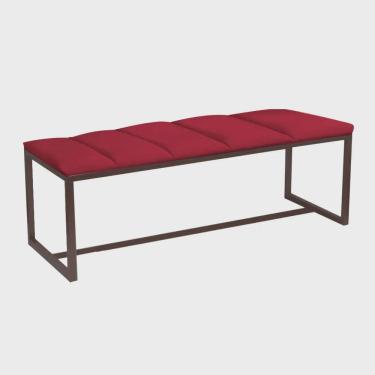 Imagem de Calçadeira Industrial Carla 160cm Queen Size Quarto Box Cama Ferro Marrom Sintético Vermelho - Ahz Móveis