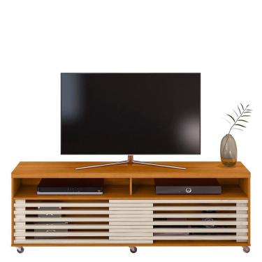 Imagem de Rack Bancada Frizz 1.8 com Rodízios para TV até 65 - Madetec Cinamomo/Off White