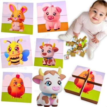 Imagem de Quebra Cabeça Infantil MDF 20 Peças Kit com 5 Modelos Fazenda Resistentes Seguras Desenvolvimento Cognitivo Coordenação Motora Brinquedo Educativo Creches Aprendizado Lúdico Presente Bebê 2 Anos