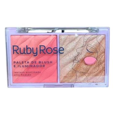 Imagem de Paleta De Blush e Iluminador Alta Fixação Textura Acetinada Ruby Rose 4 Tons