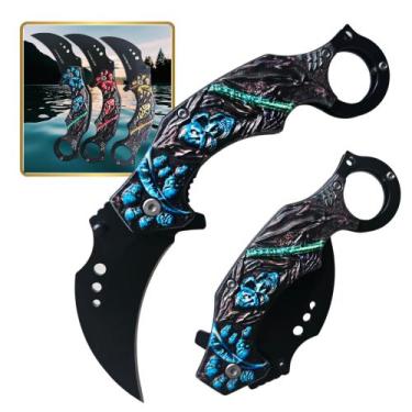 Imagem de Canivete Tipo Faca Karambit Curvado Semi Automático Com Clip Alto Padr