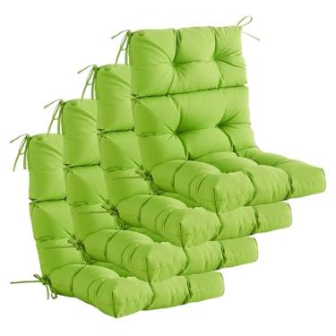 Imagem de YOOZEKU Conjunto de 4 almofadas de cadeira de encosto alto para ambientes internos e externos, à prova d'água, para todos os climas, almofadas de balanço Adirondack, almofada de cadeira para assento
