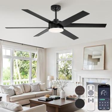 Imagem de Fanbulous Ventiladores De Teto De 56 Polegadas Com Luzes E Controle Remoto, Reversíveis, 6 Lâminas, Reguláveis, 3000K-6000K, Ventiladores De Teto Para Áreas Externas, Para Pátios, Ventiladores De T
