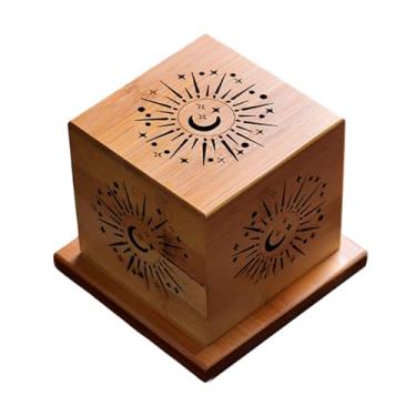 Imagem de Ｂｅｓｇａ Caixa de queimador de incenso de madeira, decoração de casa, suporte de incenso para a sala de estar da sala de estar em casa, Padrão Da Lua Estrela